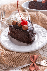 chocolate Walnut cake with cherries