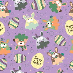 Naklejka premium Abstract easter vector seamless background with colored eggs.