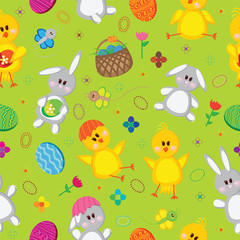 Abstract easter vector seamless background with colored eggs.