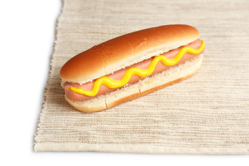 Tasty hot dog isolated on white