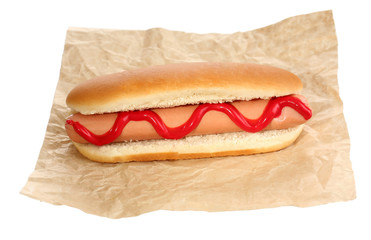 Tasty hot dog isolated on white