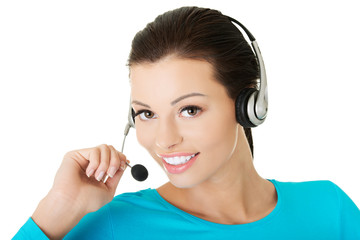 Call center assistant smiling