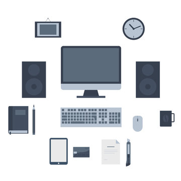 Modern flat icons vector collection, web design objects,