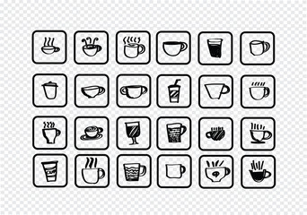 Coffee cup set hand drawing