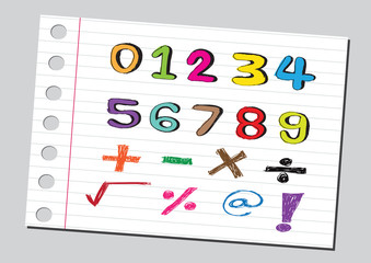 sketch numbers and mathematics symbols