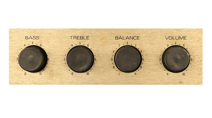 Stereo sound button, volume balance bass and treble