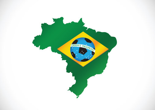 Map and Soccer foot ball  Brazil