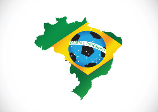 Map and Soccer foot ball Brazil