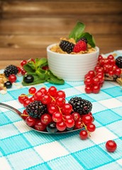 Healthy breakfast with muesli and berries 