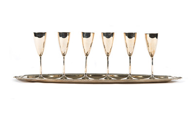 cups set over white background