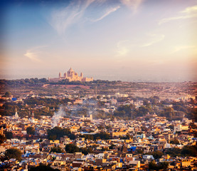 Aerial view of Jodhpur - the blue city. Rajasthan, India