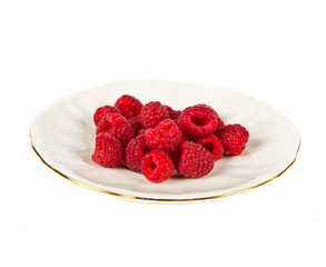 Group of raspberries over isolated white background