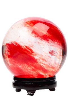 Red Crystal Ball On The Stand