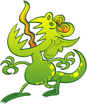 Odd green monster groaning painfully