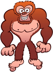 Gigantic ape smiling mischievously