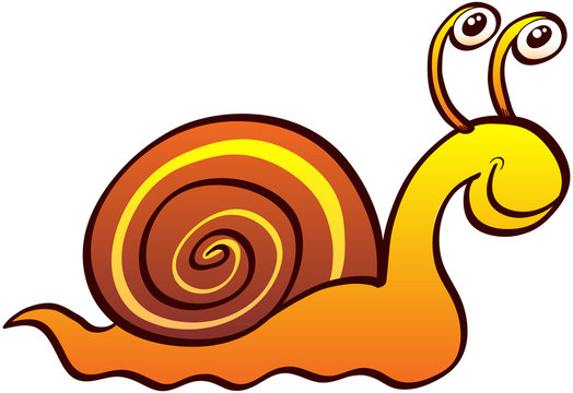 Cool snail smiling and crawling