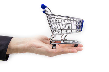 Fototapeta premium Mit dem Einkaufswagen shoppen