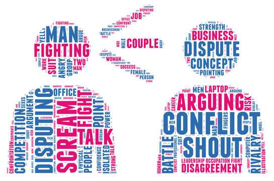 Verbal conflict concept pictogram vector tag cloud