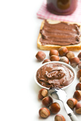 border with chocolate spread in bowl