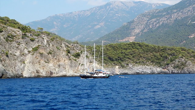 Yacht sailing in the mediterranean coast turkey