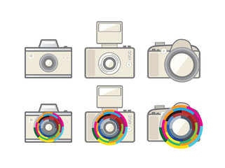 Six camera with colourful zoom vector