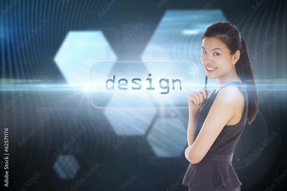 Poster design against shiny hexagons on black background