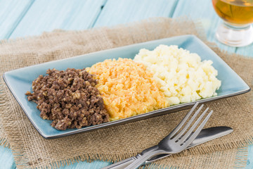 Haggis, Neeps & Tatties - Traditional Scottish meal.