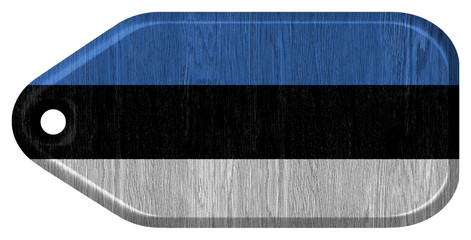 Estonia flag painted on wooden tag