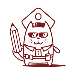 Character police in officer's cap and in the form of police with