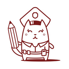 Character police in officer's cap and in the form of police with