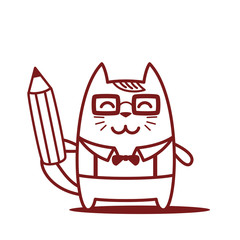 Character teacher in a business suit with suspenders line art