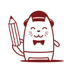 Musician character in costume, hat and bow tie line art