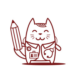 Character doctor in medical coat with a stethoscope line art