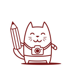 Character photographer with a camera line art