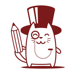 Character rich gentleman in a hat-cylinder and a monocle line ar