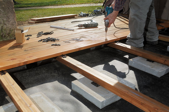 Constructing a wooden patio