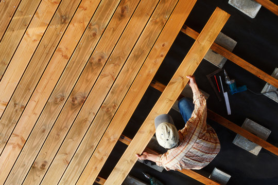 Constructing a wooden patio