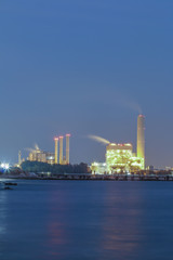 Fototapeta na wymiar Night scene of Power plant with bay