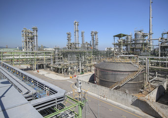 Fototapeta na wymiar Refinery process area of petrochemical plant