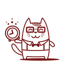 Character teacher in a business suit with suspenders line art