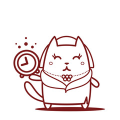 Character rich lady in a fur coat and a necklace line art