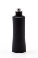 Black bottle perfume isolated white background