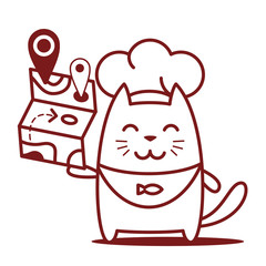 Character chef in a chef's hat line art