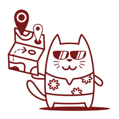 Character tourist wearing sunglasses and a shirt with flowers li