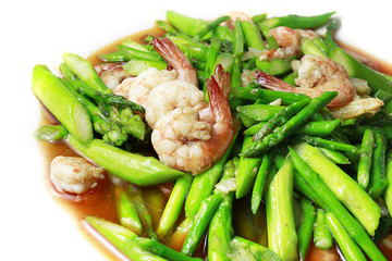 STIR FRIED PRAWNS WITH ASPARAGUS