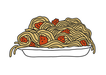 Delicious Spaghetti with meat illustration