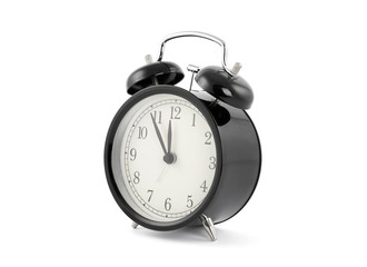 Black old style alarm clock with clipping path