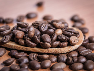 appetizing grains of black coffee