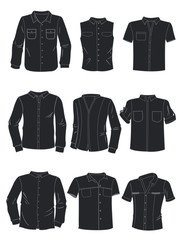 Silhouettes of men's shirts