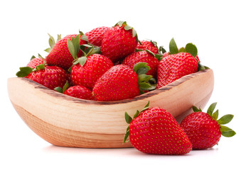Strawberries in wooden bowl cutout